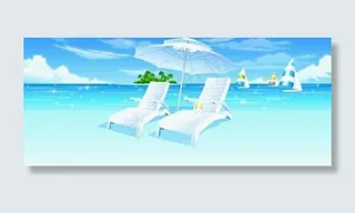 海滩凳子帆船图片