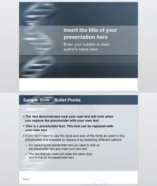 双螺旋结构蓝灰色医学化工行业PPT...