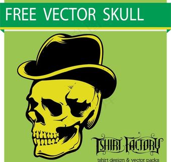 骷髅插画图案 戴帽子