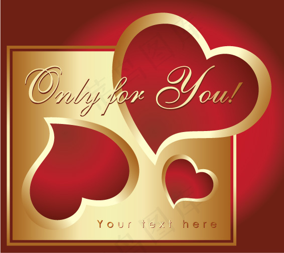 2款金色心形主题矢量素材