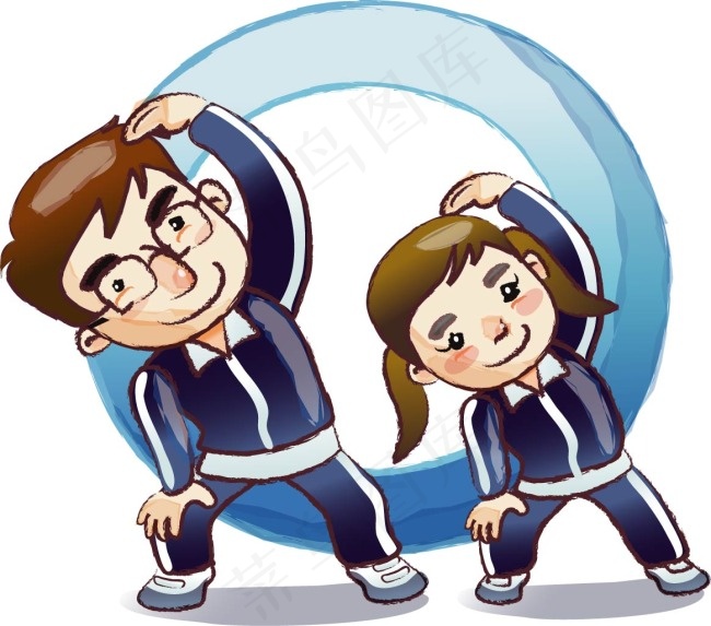 老师和学生锻炼ai矢量模版下载