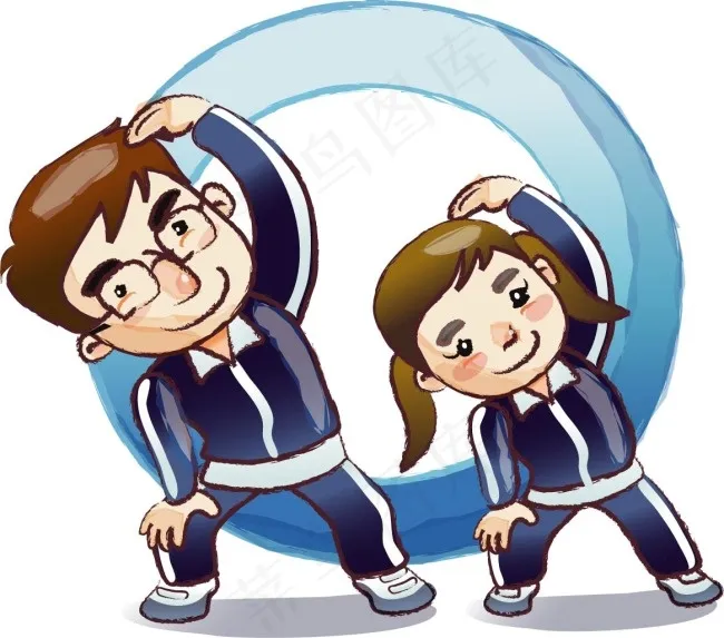 老师和学生锻炼ai矢量模版下载