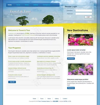 蓝色旅游公司网页模板