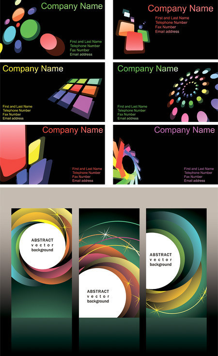 超炫七彩卡片模板矢量素材