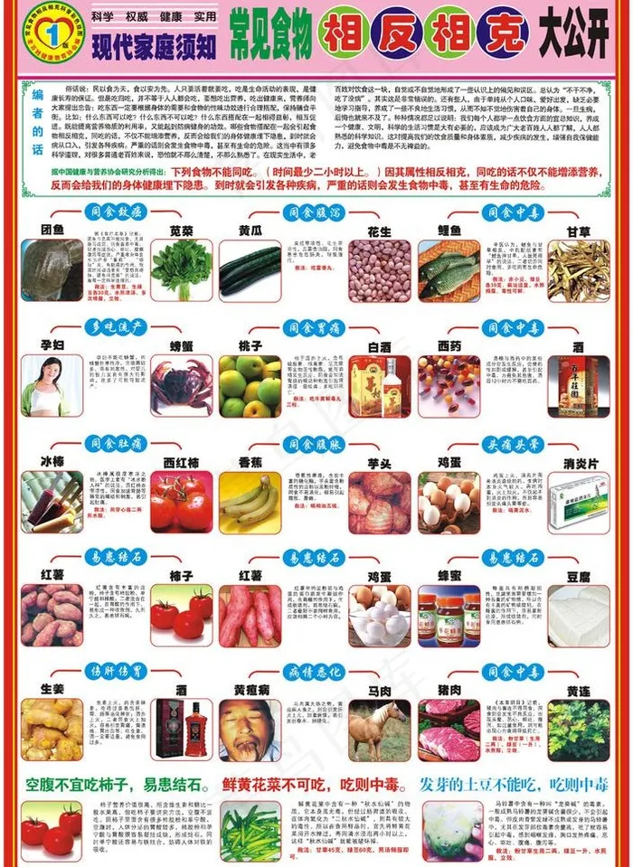 挂图 食物相克图片cdr矢量模版下载