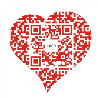 桃心红色二微码形象图片