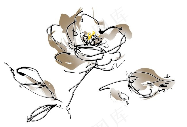 简易素描花psd模版下载