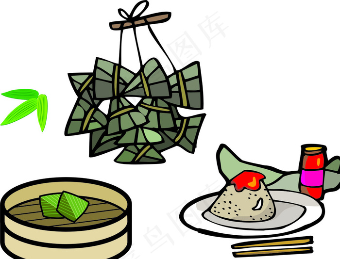 蒸粽子 端午节素材图片