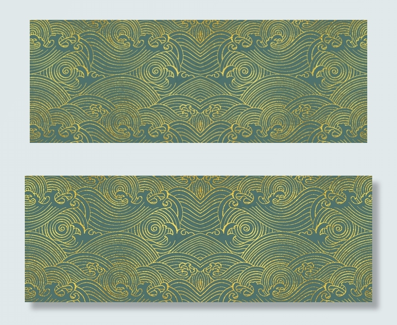 绿色复古中式烫金风浪花底纹背景