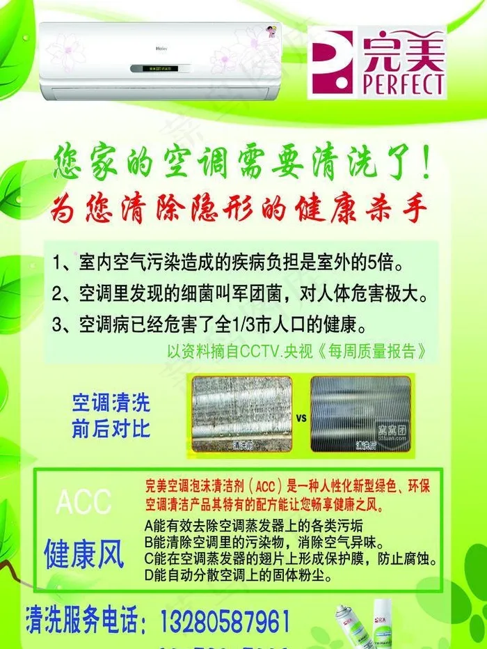 完美空调清洗剂海报psd模版下载