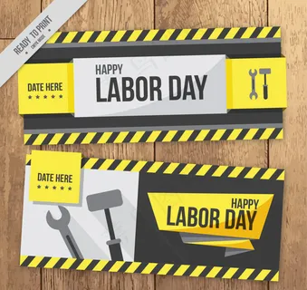 用扳手和锤子的劳动节横幅