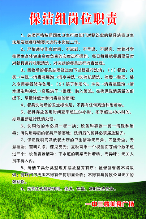 保洁组岗位职责cdr矢量模版下载