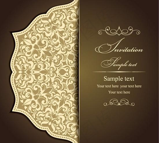 植物花纹邀请函矢量