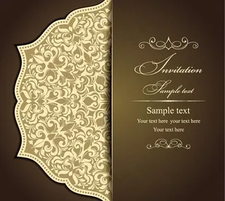 植物花纹邀请函矢量