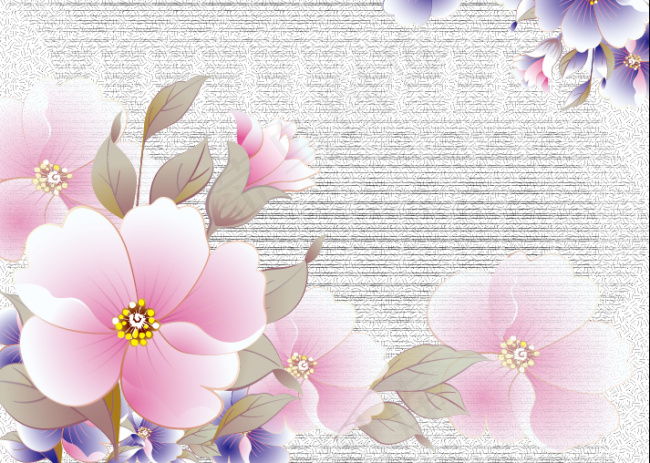 鲜花壁纸 矢量花纹壁画ai矢量模版下载