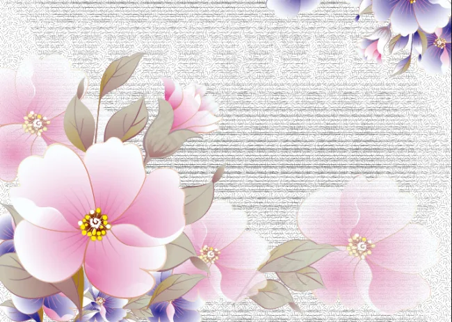 鲜花壁纸 矢量花纹壁画ai矢量模版下载