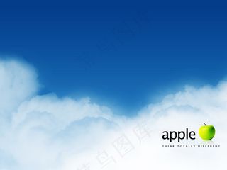 天空、绿苹果创意图图片
