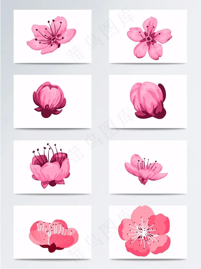 唯美清新水彩桃花素材eps,ai矢量模版下载