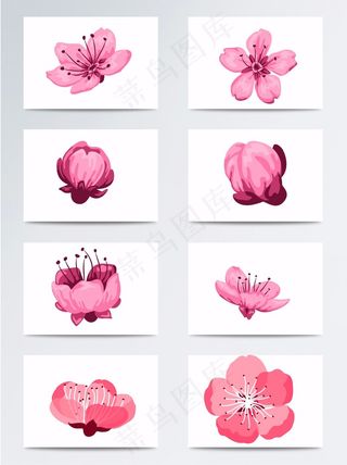 唯美清新水彩桃花素材