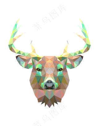 卡通动物抽象几何动物麋鹿羊头北欧