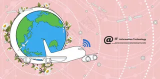 粉色背景前的地球和飞机