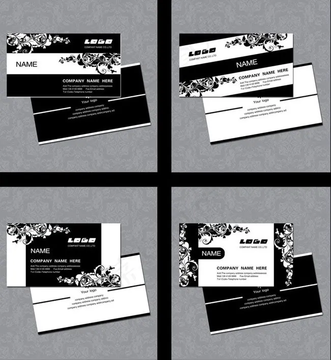 黑白商务名片设计PSD素材