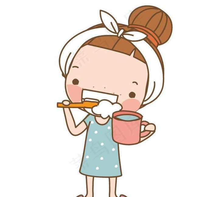 刷牙 卡通儿童图片