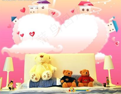 儿童房背景墙图案图片