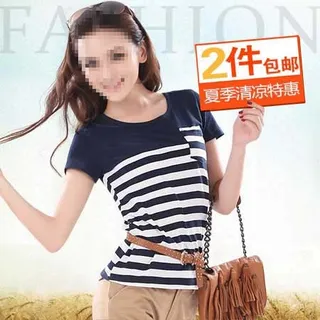 女条纹T恤直通车海报