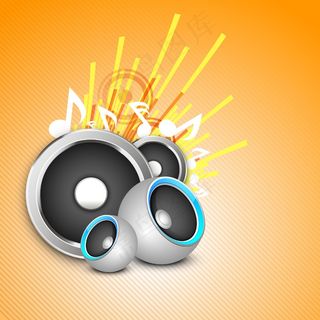 用摘要多彩的音箱设计音乐主题矢量图...