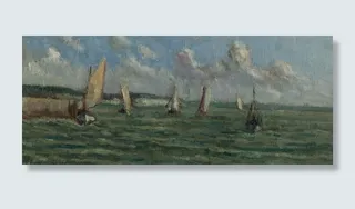 海上渔船油画图片