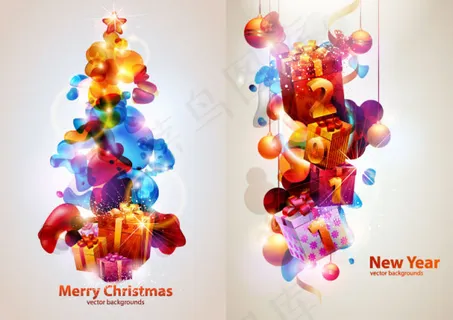 超酷炫光新年主题矢量素材-2 超酷炫光新年主题矢量素材-2