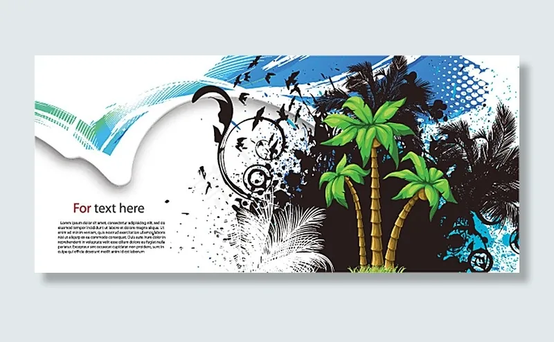 卡通椰树背景eps,ai矢量模版下载