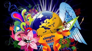 梦幻世界时尚花纹 地球箭头图片