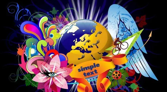 梦幻世界时尚花纹 地球箭头图片 梦幻世界时尚花纹 地球箭头图片