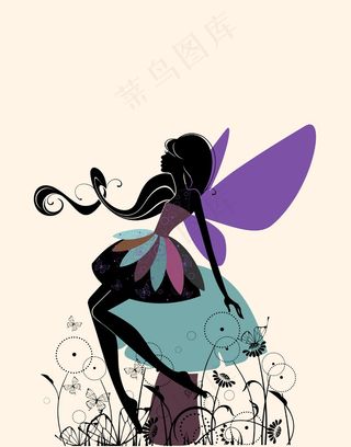 卡通人物小女孩矢量图儿童美女剪影