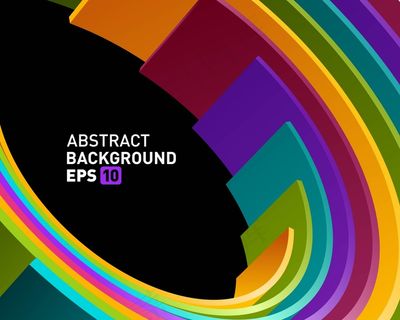 三维圆弧彩条矢量背景