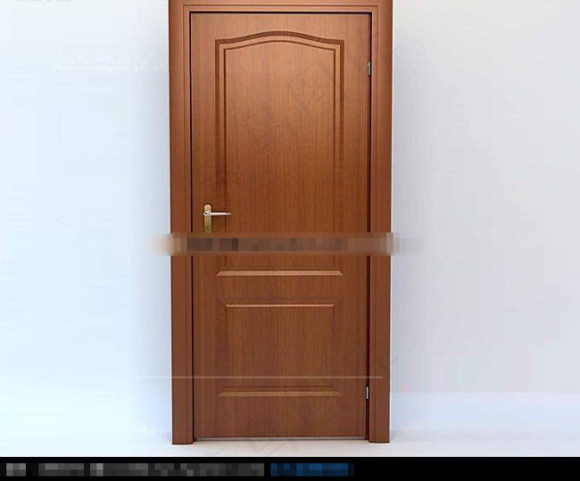 棕色单开门木门3D效果图