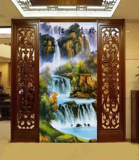 山水玄关中式江山多娇