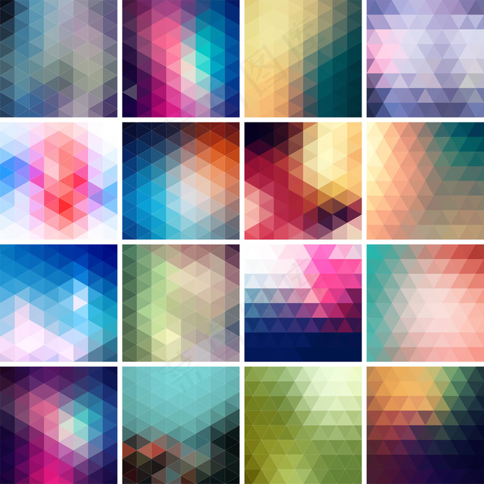 352张抽象几何多边形彩虹纹理矢量...