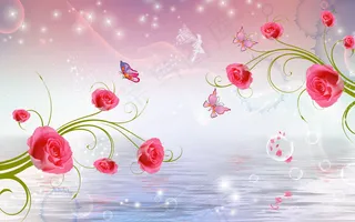 现代唯美高雅高贵奢华浪漫红玫瑰水面...