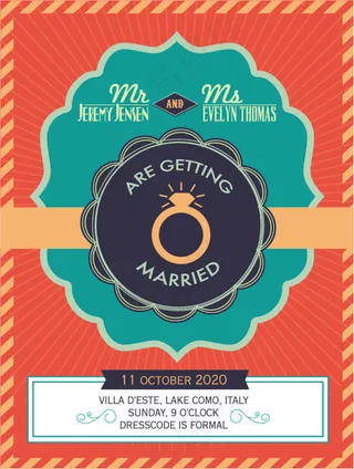 彩色别致婚礼海报