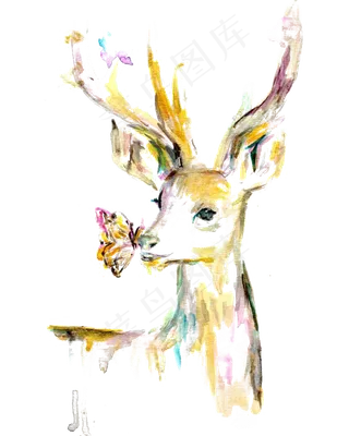 水彩鹿森林鹿剪影麋鹿剪影PNG免扣...