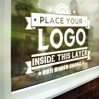 LOGO贴图玻璃窗智能模板素材下载