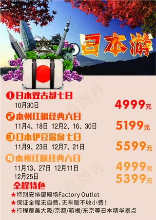 日本旅游单页宣传页海报