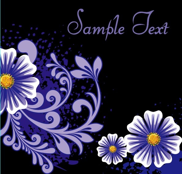 紫色鲜花背景矢量图