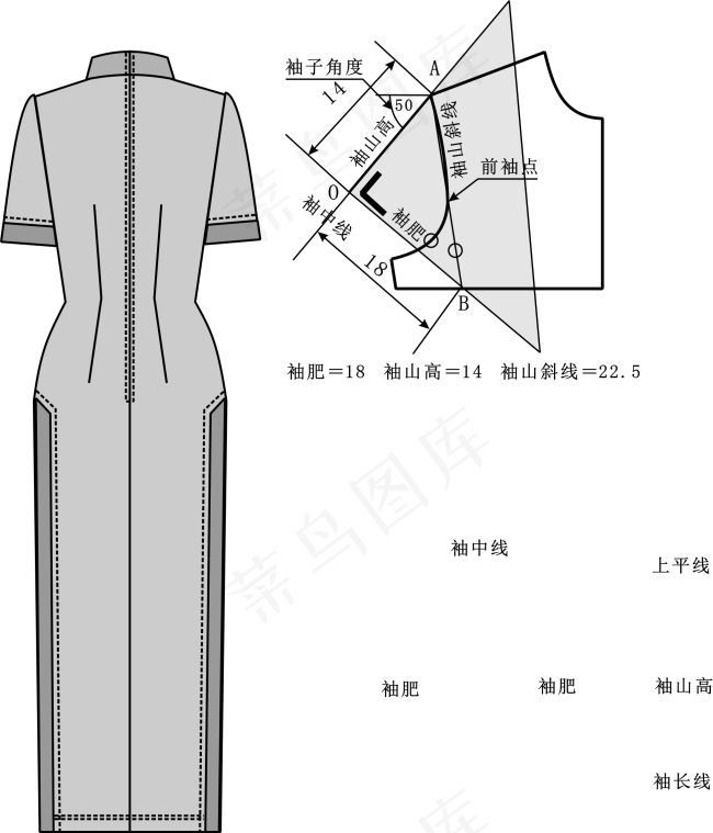 旗袍袖子cdr矢量模版下载
