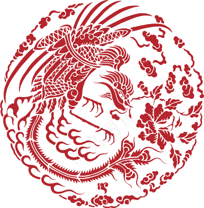 红色免抠新年PNG素材psd模版下载