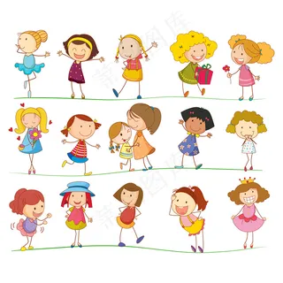 卡通人物扁平化可爱各种职业矢量素材