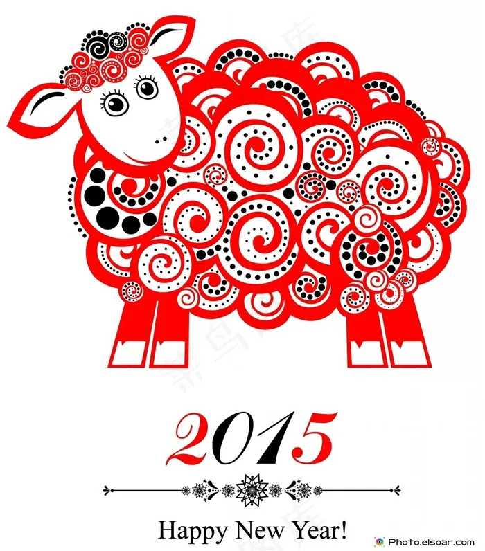 happy new year 红色...